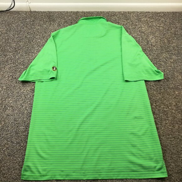 Donald Ross Stonewall Links Polo Shirt Striped Green Blue Mens XL - Picture 6 of 8